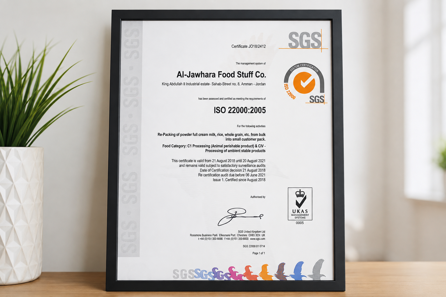 Al-Jawhara Food Stuff ISO 22000 Certificate