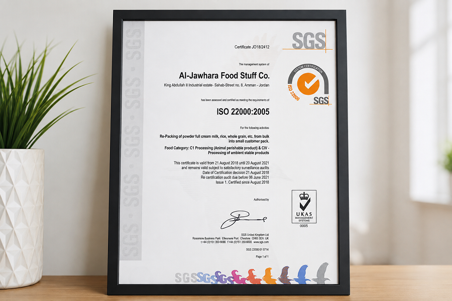 Al-Jawhara Food Stuff ISO 22000 Certificate